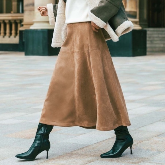 Jessica Dresses & Skirts - Jessica Tan Suede Maxi Skirt
